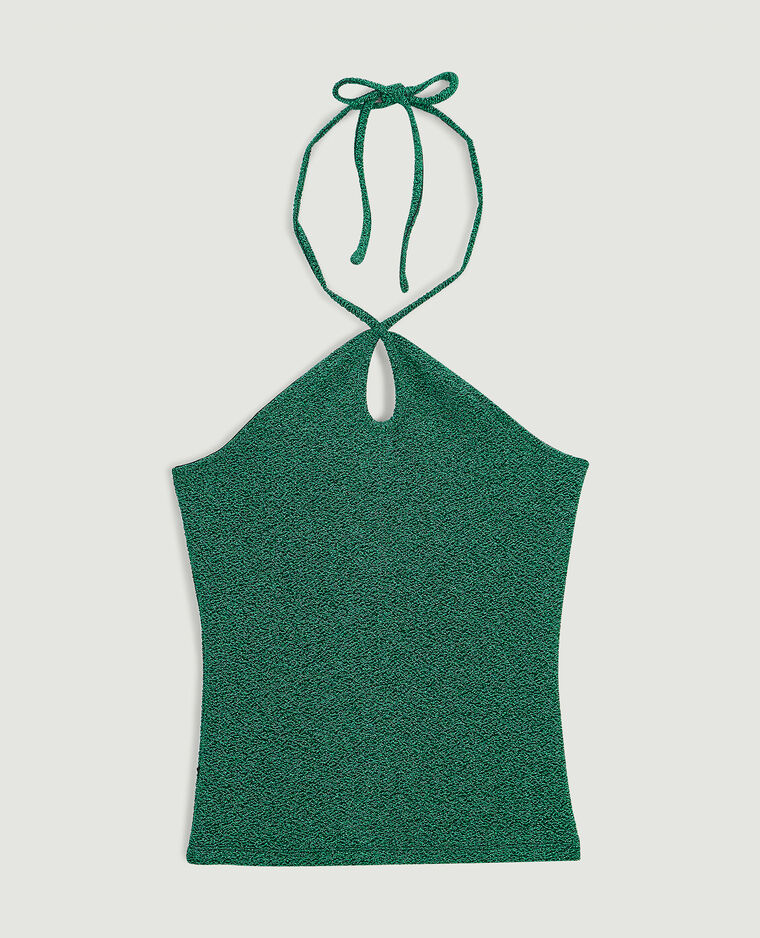 Top dos-nu maille lurex vert - Pimkie