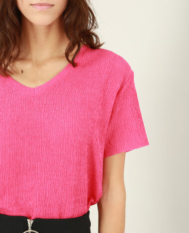 T-shirt texturé rose fuchsia - Pimkie