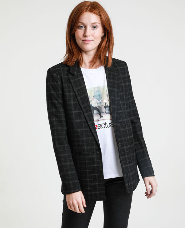 Blazer à carreaux noir - Pimkie