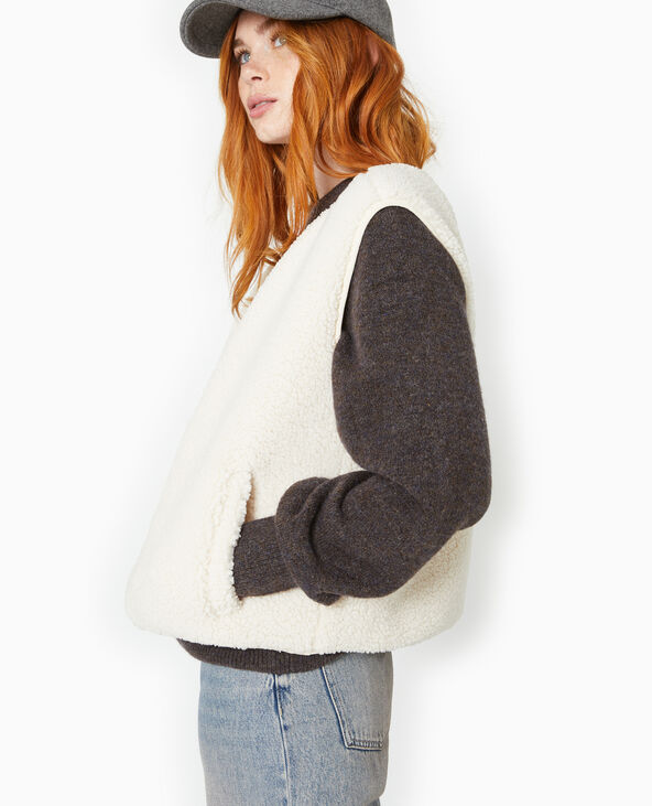 Gilet sans manches en sherpa effet mouton écru - Pimkie
