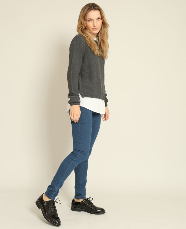 Pull chemise gris chiné - Pimkie
