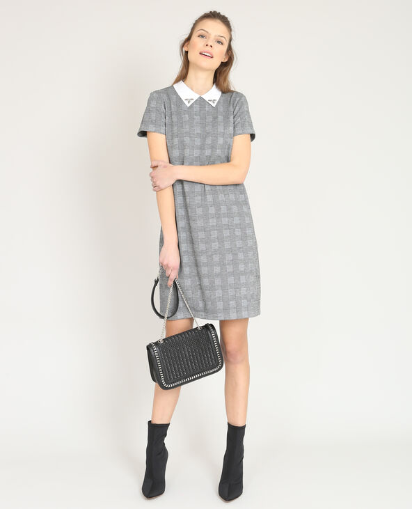 Robe grise col claudine on sale