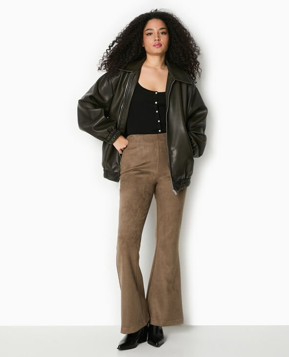 Pantalon flare en suédine marron - Pimkie