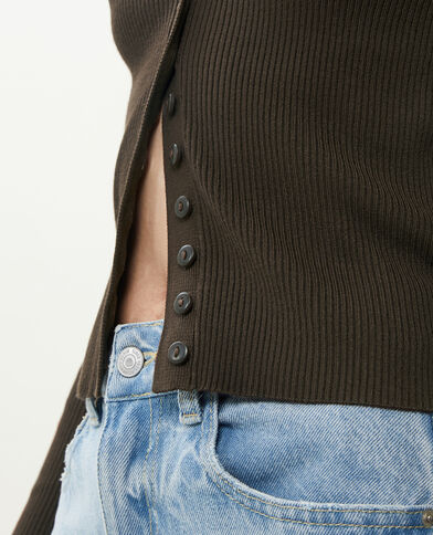 Gilet en maille côtelée marron - Pimkie