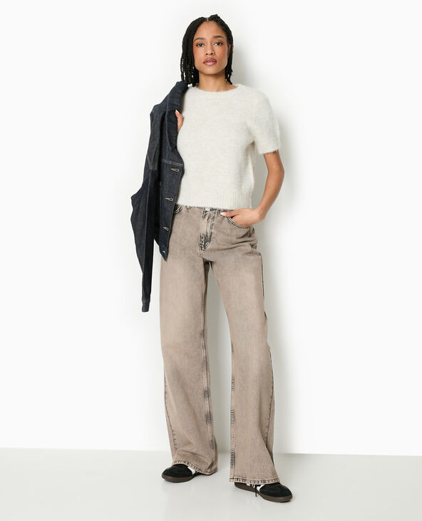 Pull manches courtes en maille douce écru - Pimkie