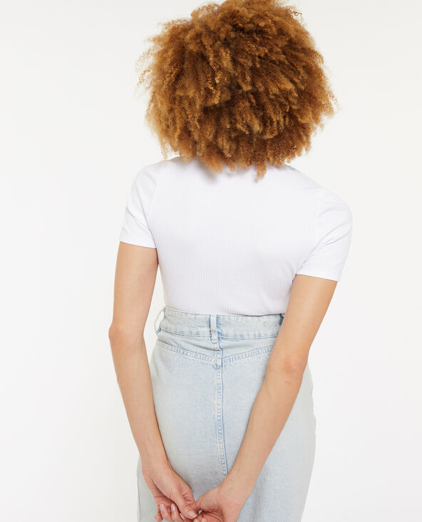 T-shirt encolure cœur avec dentelle blanc - Pimkie