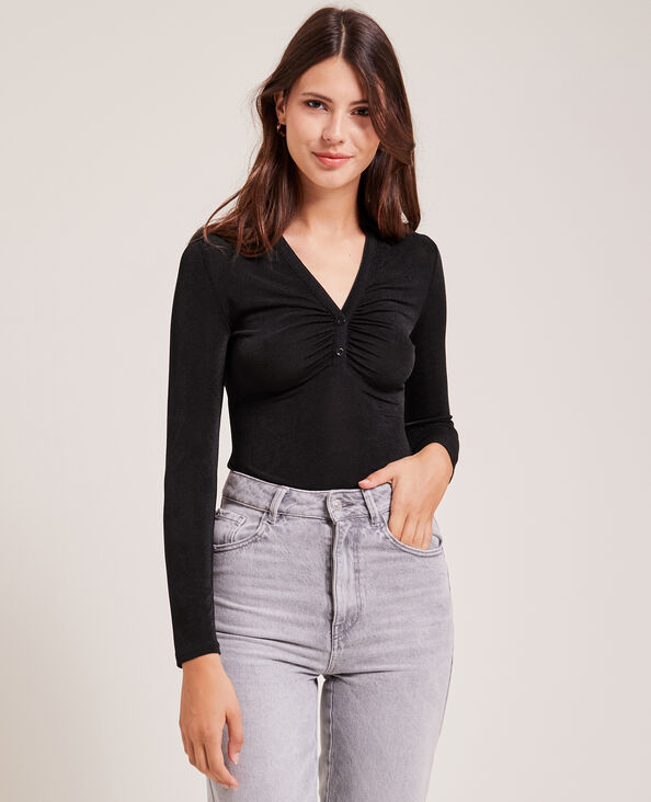 Body manches longues avec col noir - Pimkie