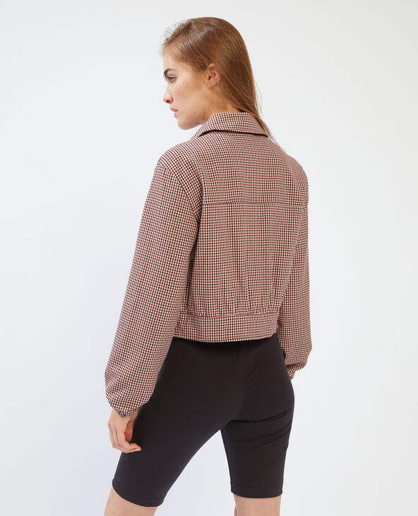 Veste cropped à carreaux camel - Pimkie