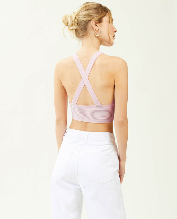 Brassière maille côtelée lilas - Pimkie