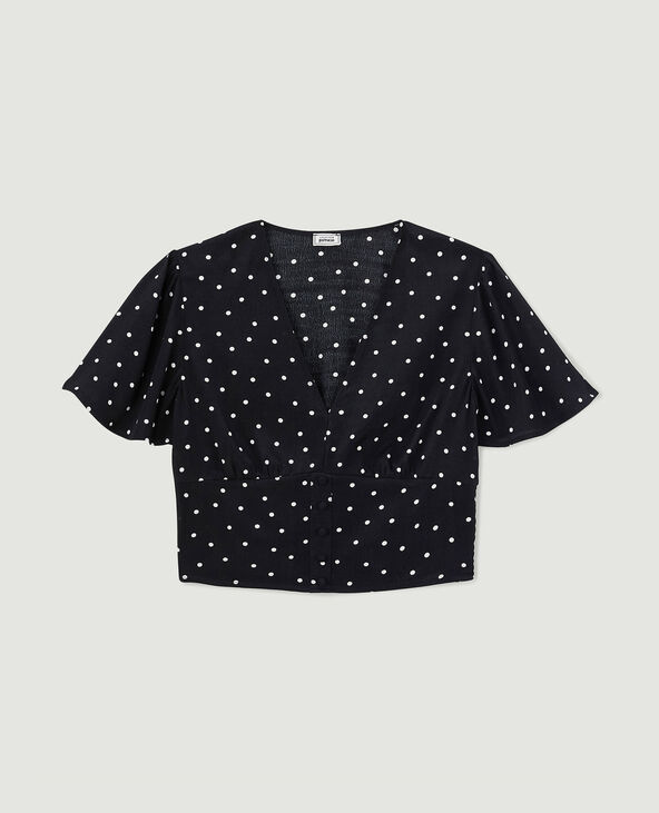 Blouse courte manches papillon noir - Pimkie