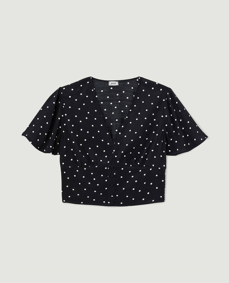 Blouse courte manches papillon noir - Pimkie