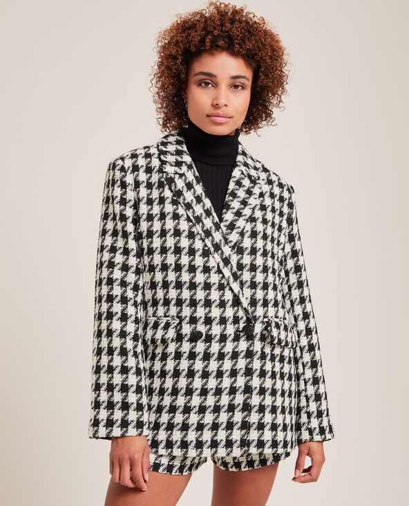 Veste blazer en tweed noir - Pimkie