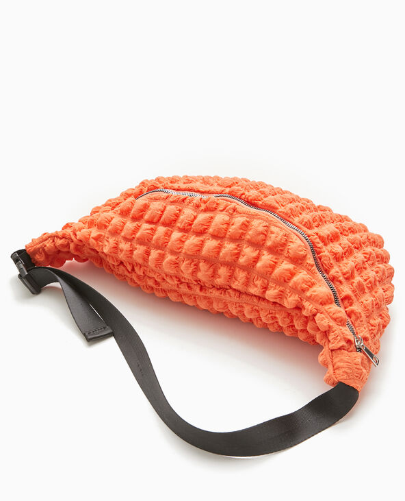 Sac banane XXL en tissu texturé gaufré orange - Pimkie