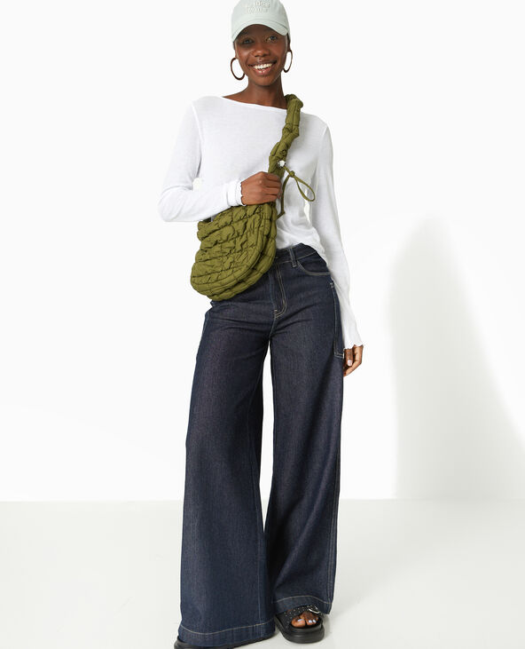 Sac besace en tissu matelassé vert kaki - Pimkie
