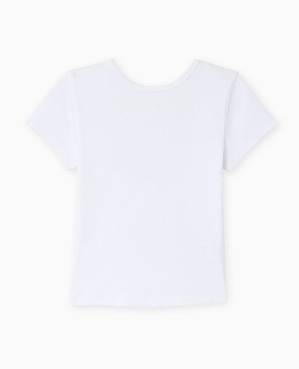 T-shirt en maille côtelée dos dégagé blanc - Pimkie