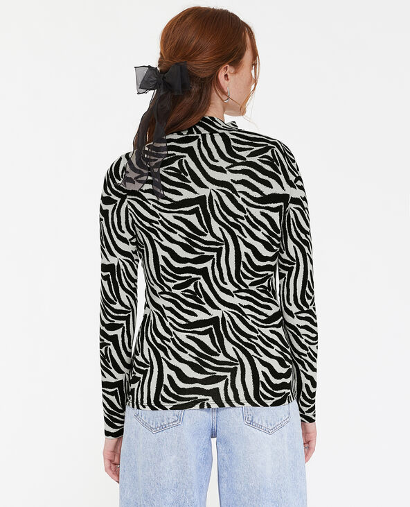 Top manches longues col montant motif zèbre gris clair - Pimkie