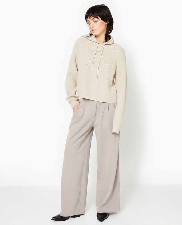 Pull court avec capuche beige - Pimkie