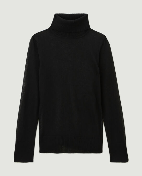 Pull fin col roulé en maille transparente noir - Pimkie