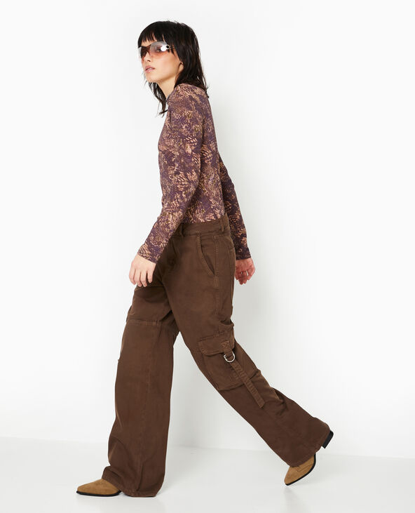 Pantalon large cargo en toile marron - Pimkie