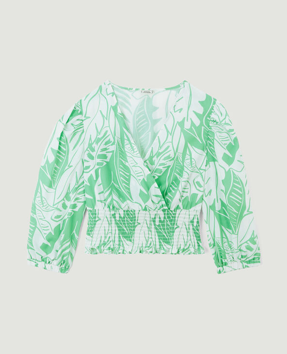 Blouse courte effet cache-cœur vert olive - Pimkie