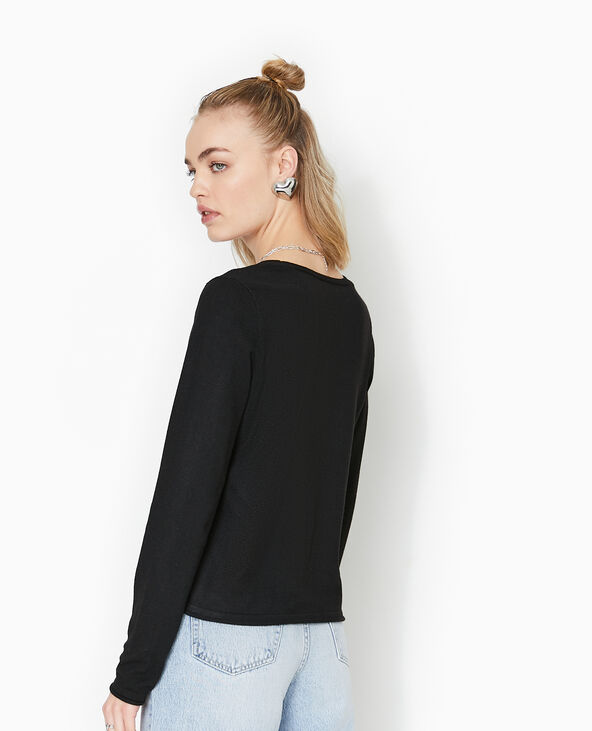 Gilet col V en maille fine noir - Pimkie
