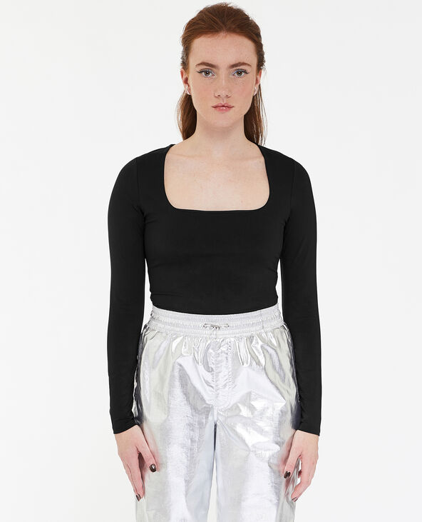 Body manches longues encolure carrée noir - Pimkie