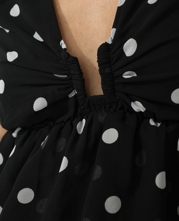 Blouse volantée à pois noir - Pimkie