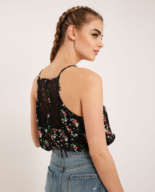 Top à fleurs noir - Pimkie