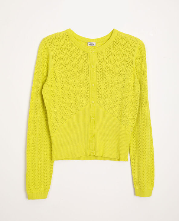 Gilet maille fantaisie vert anis - Pimkie