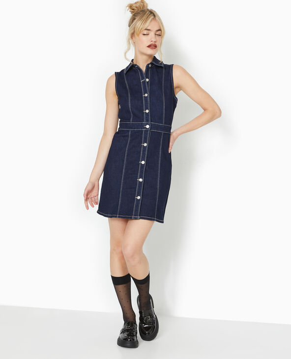 Robe en jean boutonnée sans manches bleu - Pimkie