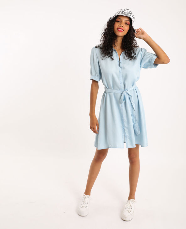 Robe chemisier tencel bleu clair - Pimkie