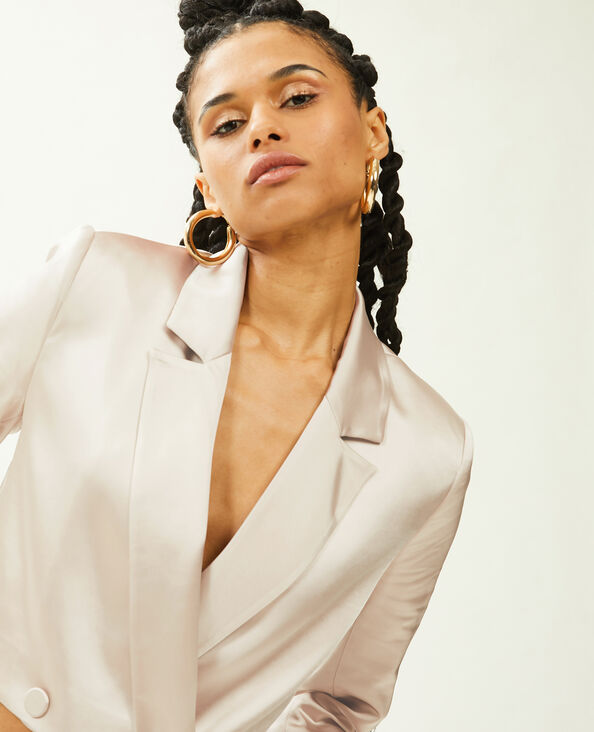 Veste blazer courte en satin écru - Pimkie