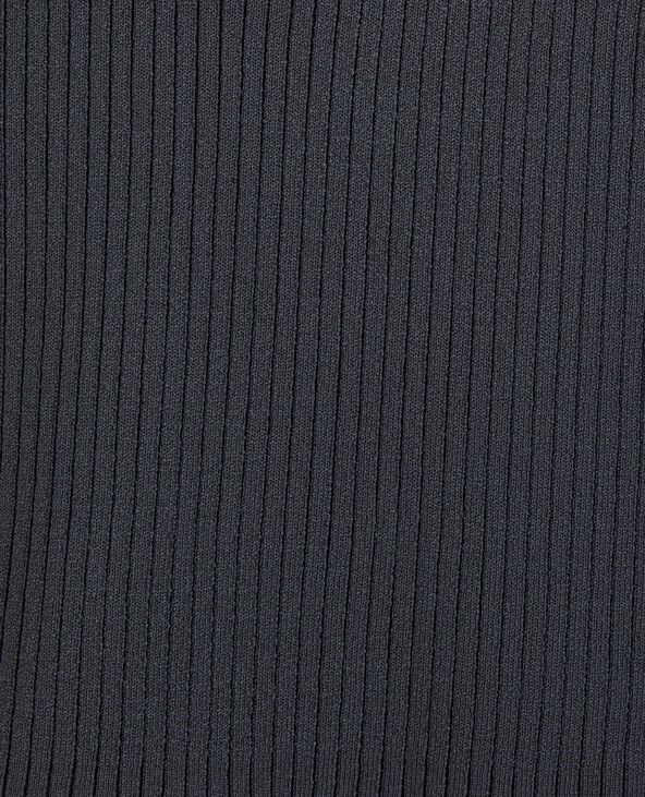 Pull col polo en maille côtelée gris foncé - Pimkie