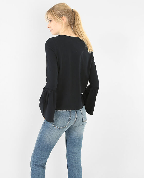 T-shirt  manches pagodes noir - Pimkie