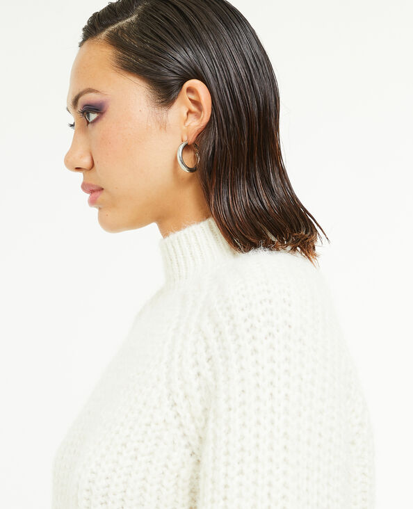 Pull grosses mailles col montant blanc - Pimkie