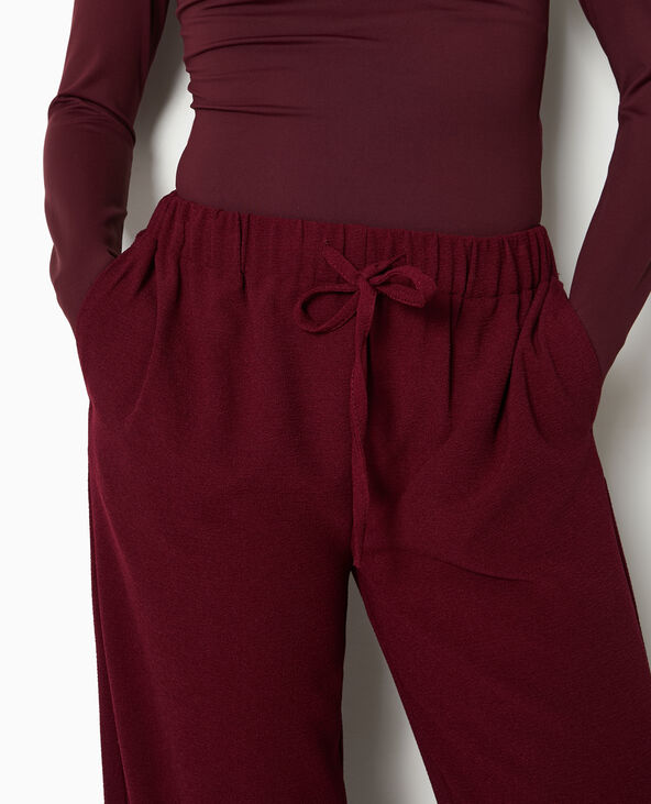 Pantalon fluide en tissu effet crêpe bordeaux - Pimkie