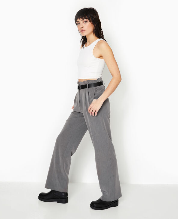 Pantalon large taille haute avec ceinture