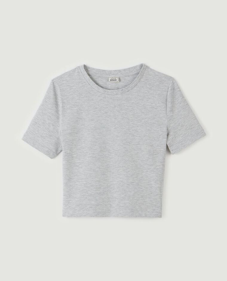 T-shirt cropped gris chiné - Pimkie