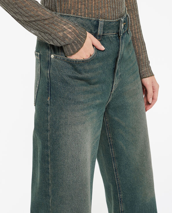Jean wide taille haute effet dirty vert kaki - Pimkie