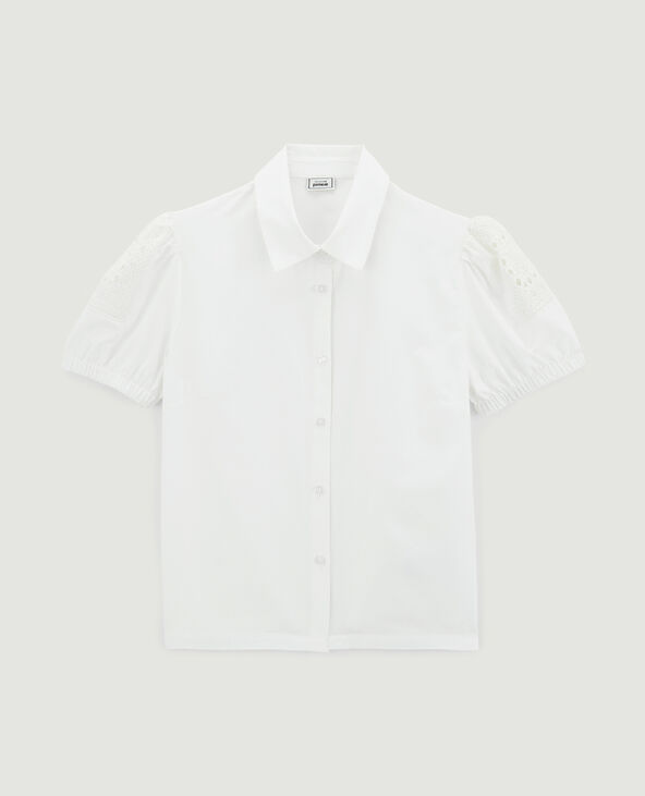Chemise courte avec dentelle blanc - Pimkie
