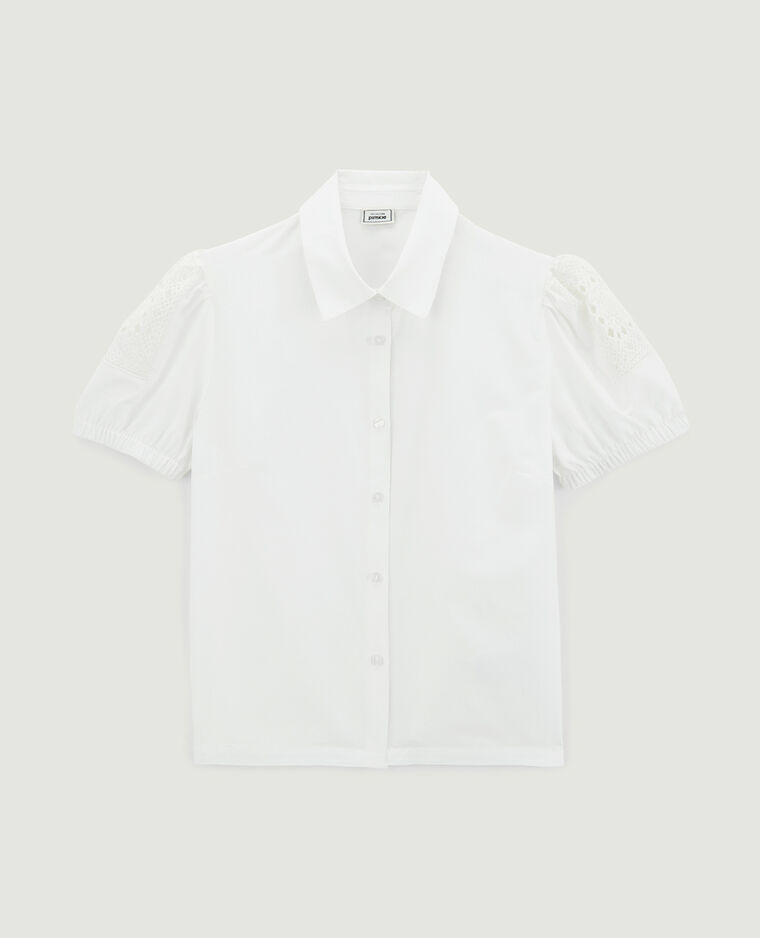 Chemise courte avec dentelle blanc cassé - Pimkie