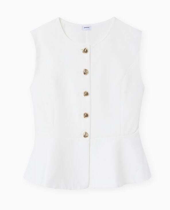 Veste sans manches peplum avec boutons fantaisie blanc - Pimkie