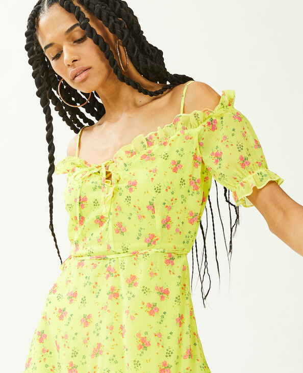 Robe courte avec volants jaune - Pimkie