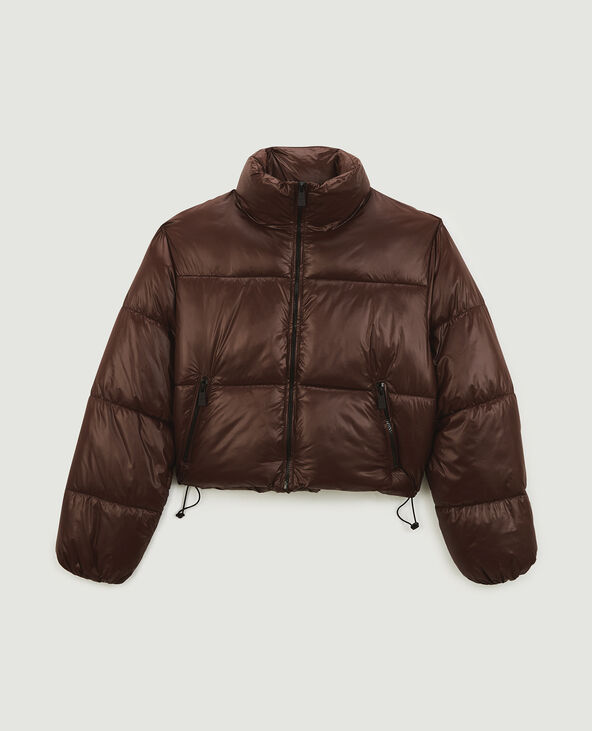 Doudoune courte matière brillante marron - Pimkie