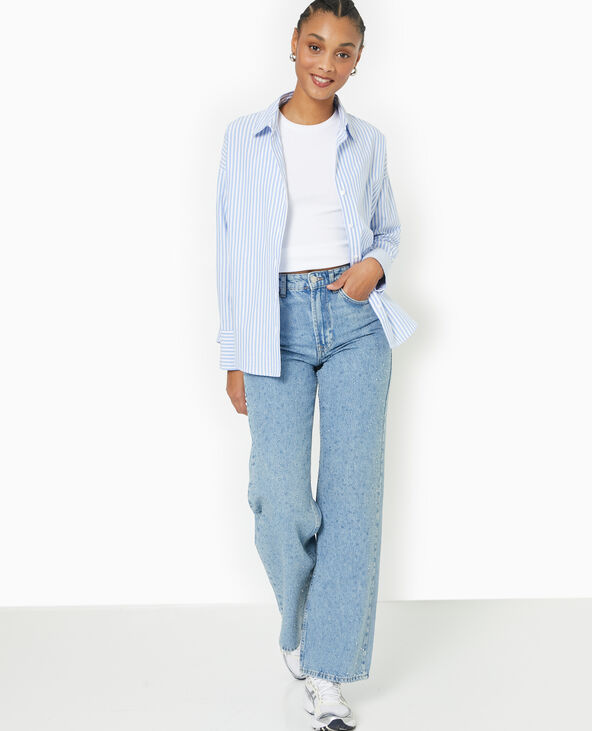 Chemise oversize rayée col ouvert bleu - Pimkie