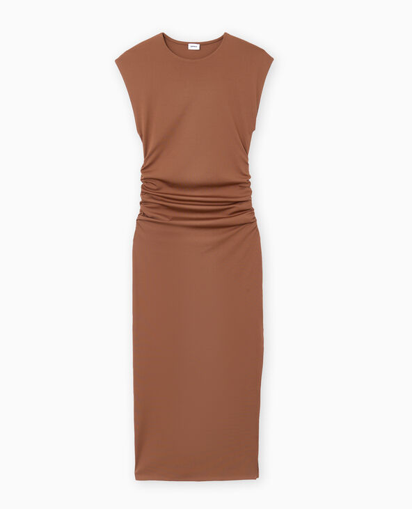 Robe longue sans manches avec fronces marron - Pimkie
