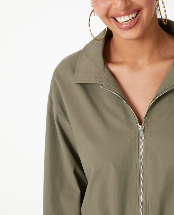 Veste zippée courte avec col vert kaki - Pimkie