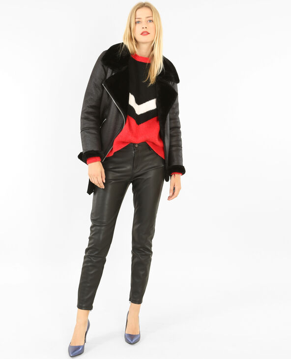 Blouson simili peau huilée noir - Pimkie