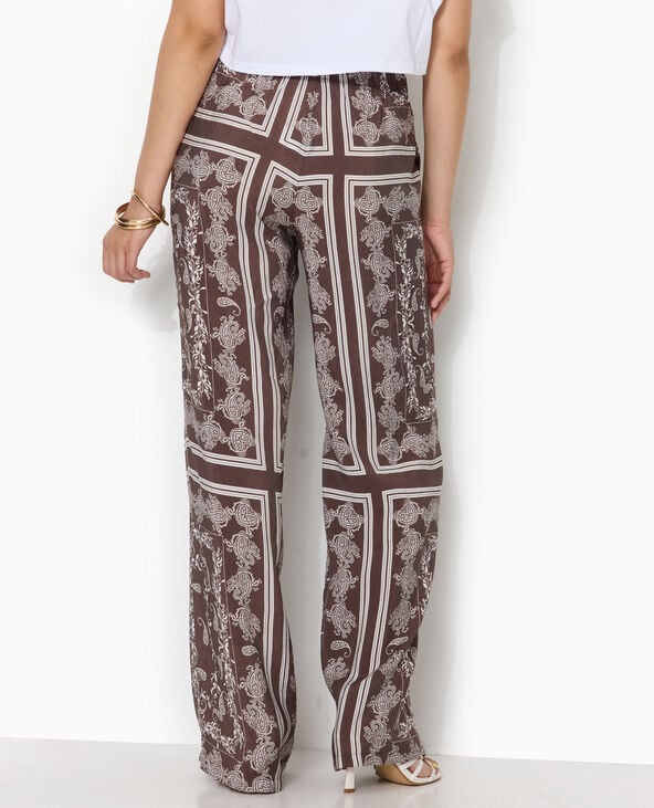 Pantalon taille coulissée motif bandana marron - Pimkie