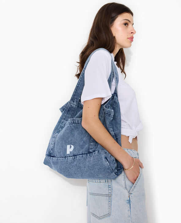 Grand cabas en jean bleu - Pimkie
